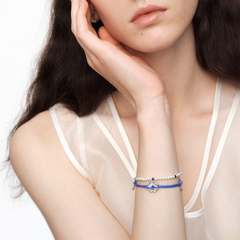 OINICIO NanKe Silver Floral Pearl Braided Bracelet