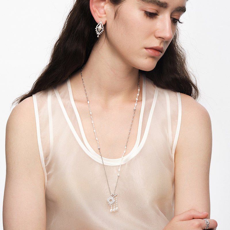 OINICIO NanKe Silver Fish Tail Pendant Link Necklace