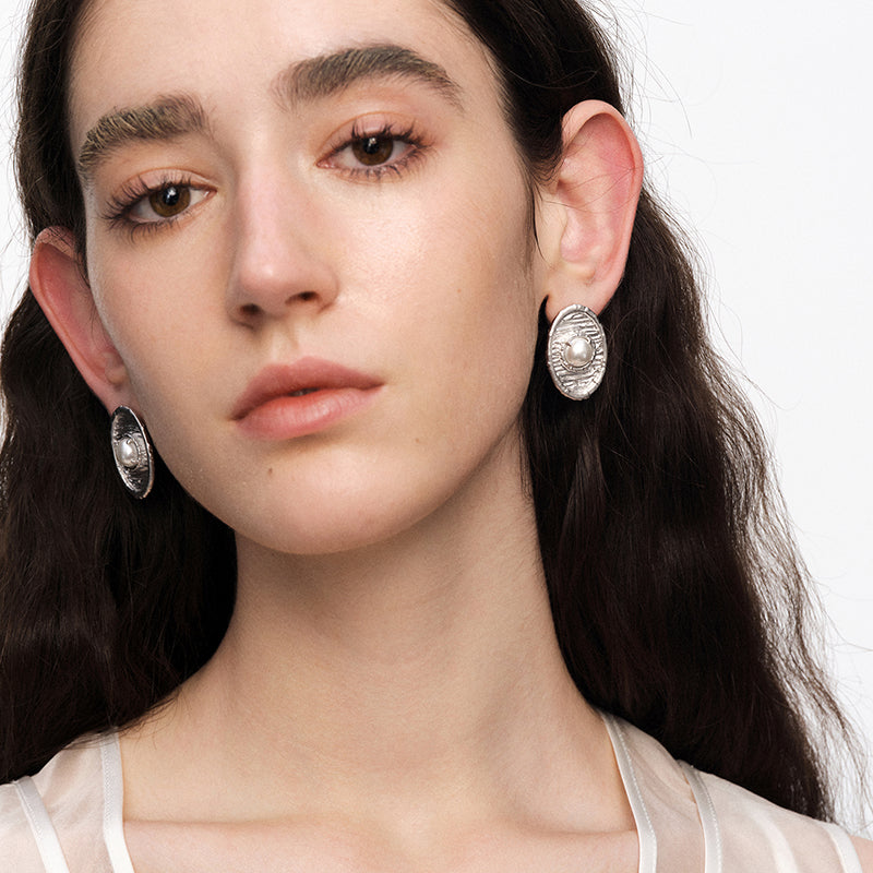 OINICIO NanKe Silver Lace Disc Earrings