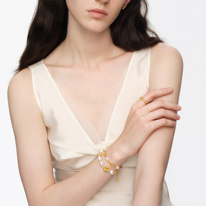 OINICIO NanKe Gold Wave Splice Pearl Bracelet