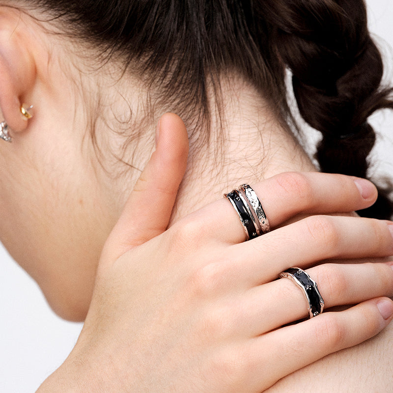 OINICIO Sediment Double-Layer Resin Ring with Liquid Effect 15#