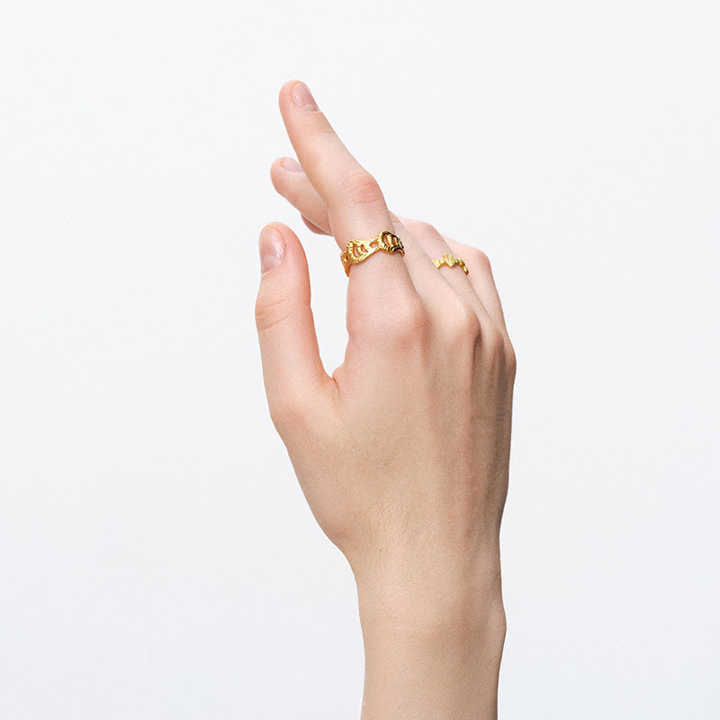OINICIO NanKe Gold Fishtail Openwork Ring 15#