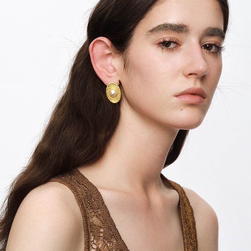 OINICIO NanKe Gold Lace Disc Earrings