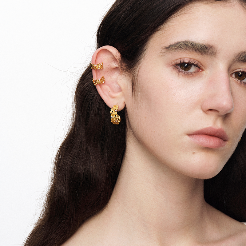 OINICIO NanKe Gold Lace Floral Stud Earrings