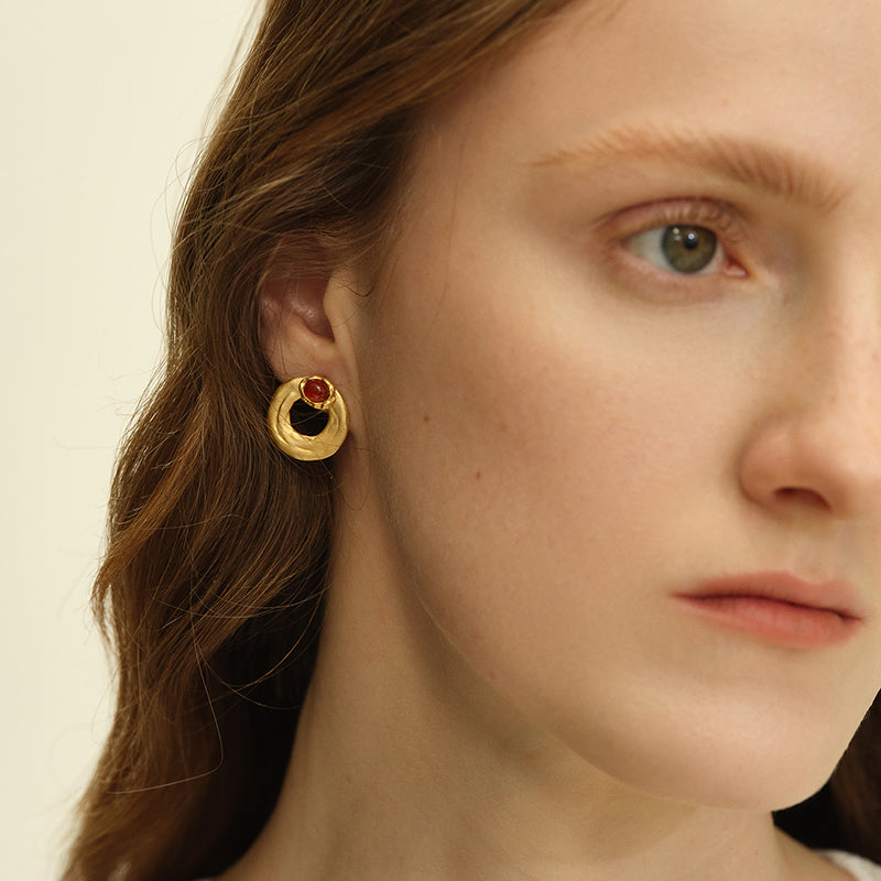 OINICIO Seed Detachable Gem Drop Hoop Earrings