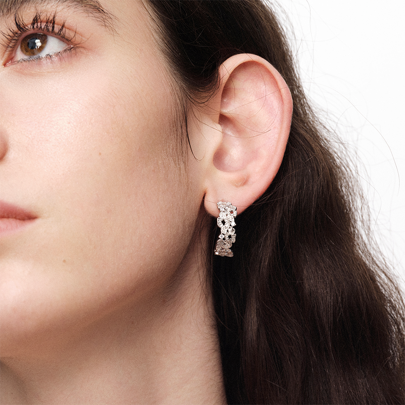 OINICIO NanKe Silver Lace Floral Stud Earrings