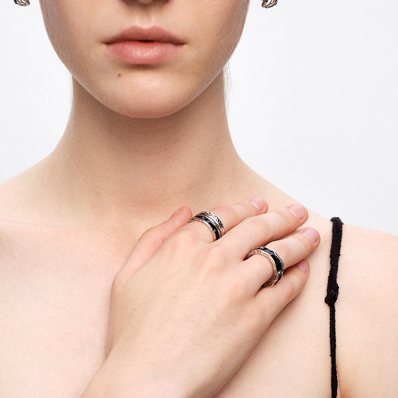 OINICIO Sediment Double-Layer Resin Ring with Liquid Effect 20#