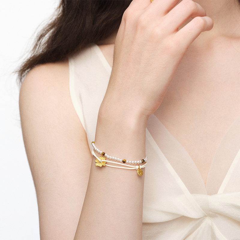 OINICIO NanKe Gold Floral Pearl Braided Bracelet