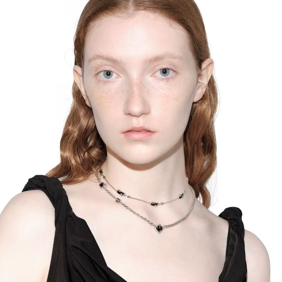 OINICIO Sediment Black Epoxy Resin Inlay Necklace