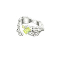 OINICIO Mumbling Yellow-Green Zircon Liquid Texture Open Ring