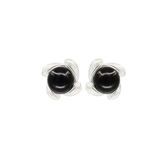 OINICIO Sunflower Black Agate Stud Earrings