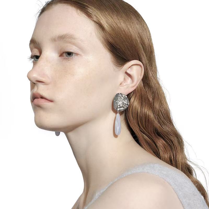 OINICIO Moonquake Blue Agate Teardrop Earrings