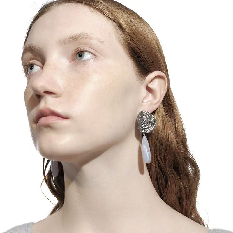 OINICIO Moonquake Blue Agate Teardrop Earrings