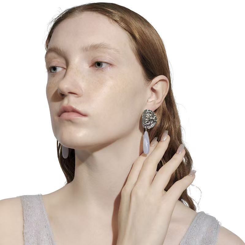 OINICIO Moonquake Blue Agate Teardrop Earrings