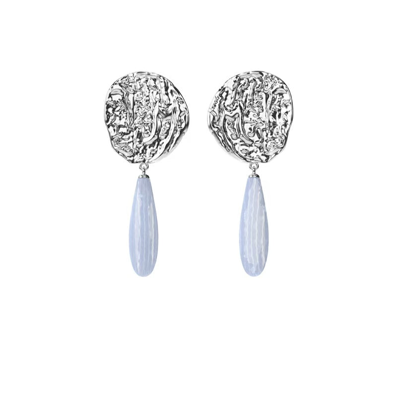 OINICIO Moonquake Blue Agate Teardrop Earrings