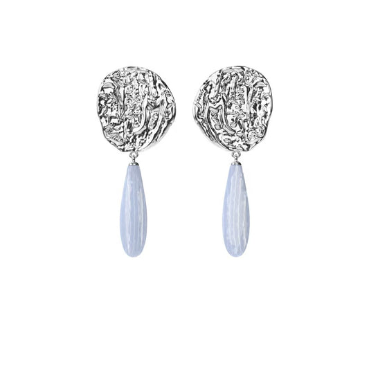 OINICIO Moonquake Blue Agate Teardrop Earrings