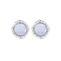 OINICIO Moonquake Blue Striped Agate Stud Earrings with White Zircon