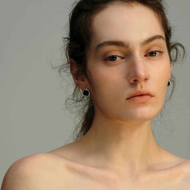 OINICIO Moonquake Black Onyx Earrings with Zircon