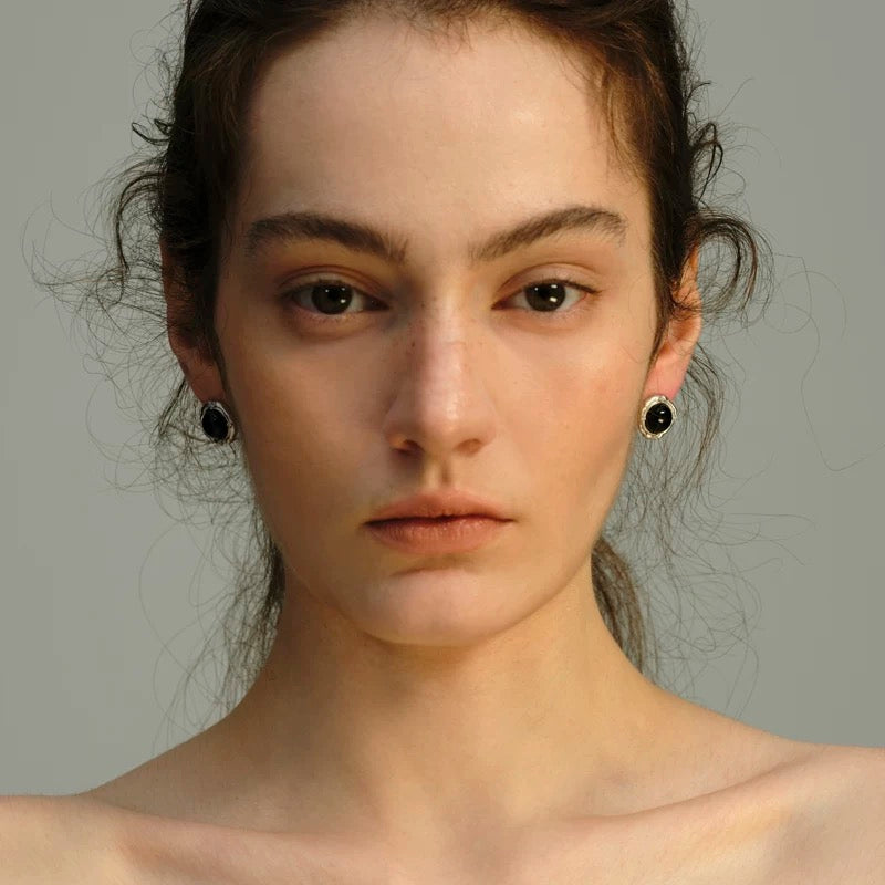 OINICIO Moonquake Black Onyx Earrings with Zircon