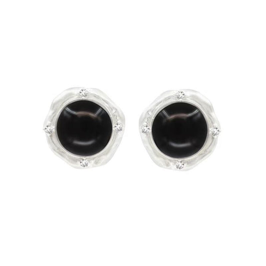 OINICIO Moonquake Black Onyx Earrings with Zircon