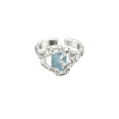 OINICIO Mumbling Blue Zircon Liquid Hollow Ring