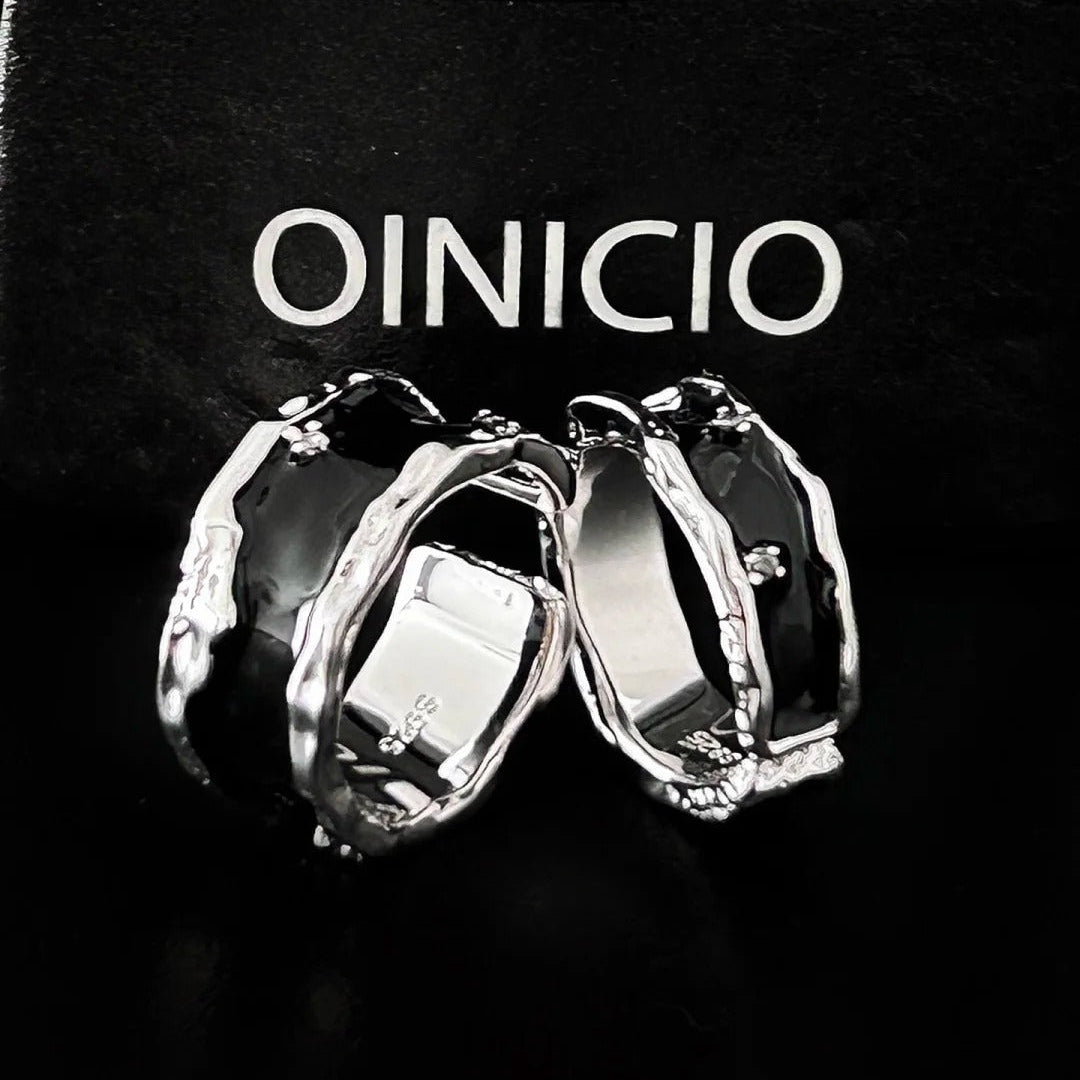 OINICIO Women's Sediment Black Resin Slim Ring with Zirconia, Size 15#