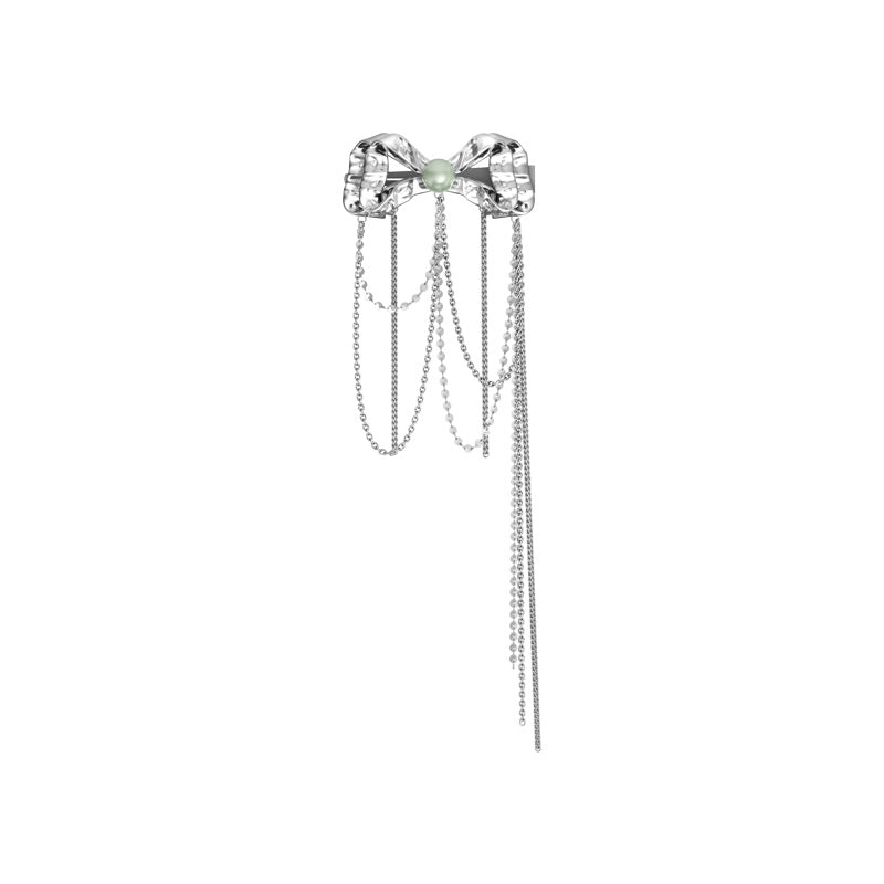 OINICIO Ambush Pearl Bow Tassel Hair Clip