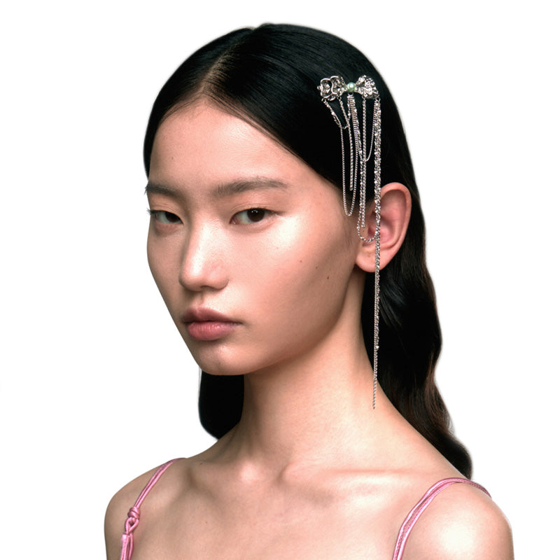 OINICIO Ambush Pearl Bow Tassel Hair Clip