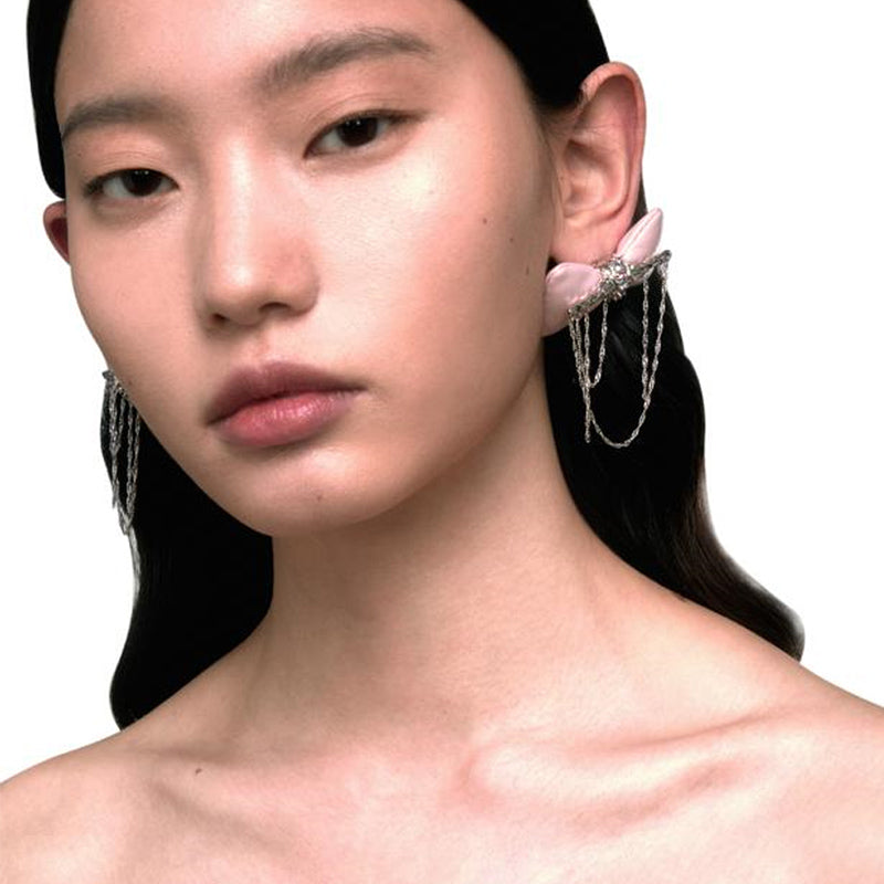 OINICIO Ambush Leather Bow Tassel Earrings