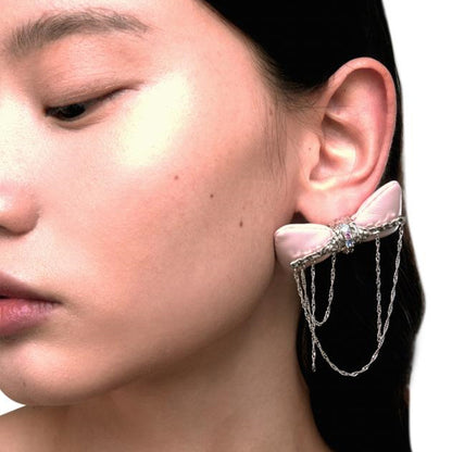 OINICIO Ambush Leather Bow Tassel Earrings