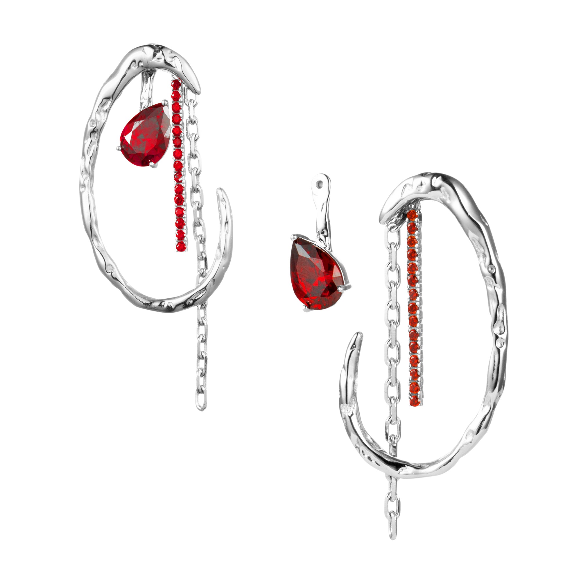OINICIO ME Red Zircon Water Drop Tassel Earrings