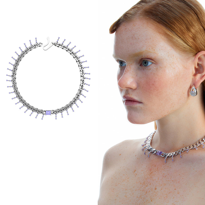 OINICIO Nanke Purple Zircon Tassel Necklace