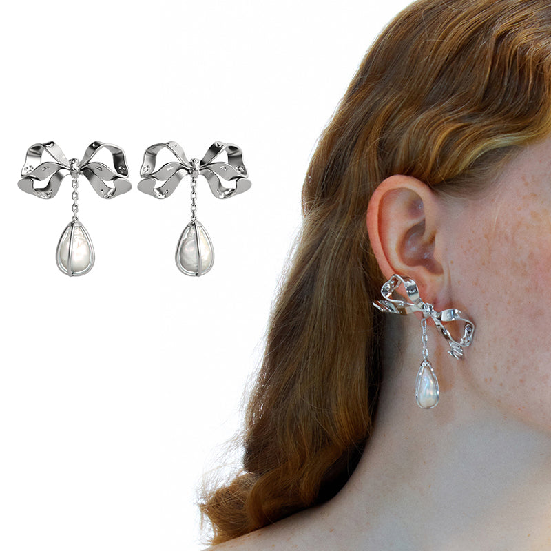 OINICIO Nanke Bow Baroque Pearl Earrings